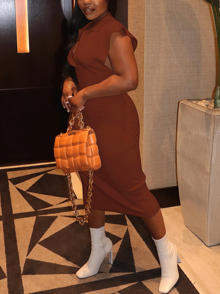 V-neck Sleeveless Midi Dresses
