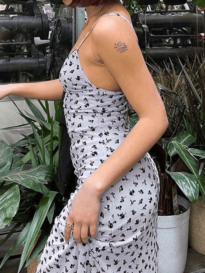 V Neck Bodycon Floral Maxi Dresses