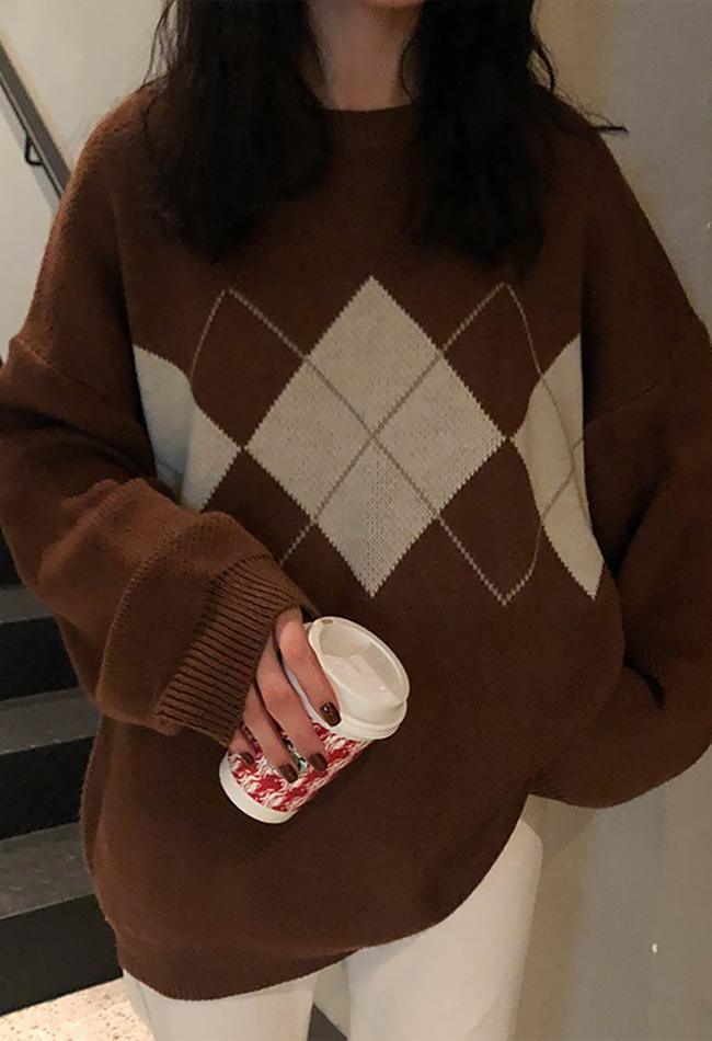 Vintage Argyle Pullover Sweater