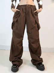 Vintage Brown Baggy Parachute Cargo Pants