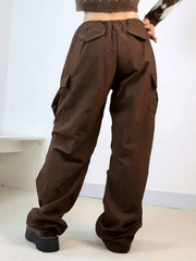 Vintage Brown Baggy Parachute Cargo Pants