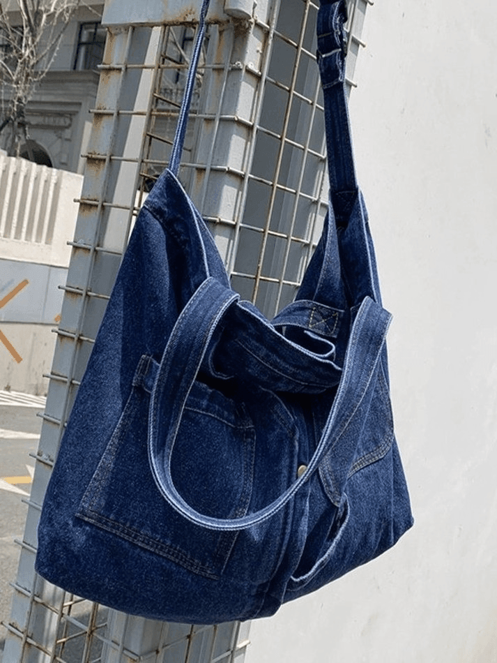Große Shopper-Tasche aus Vintage-Jeansstoff