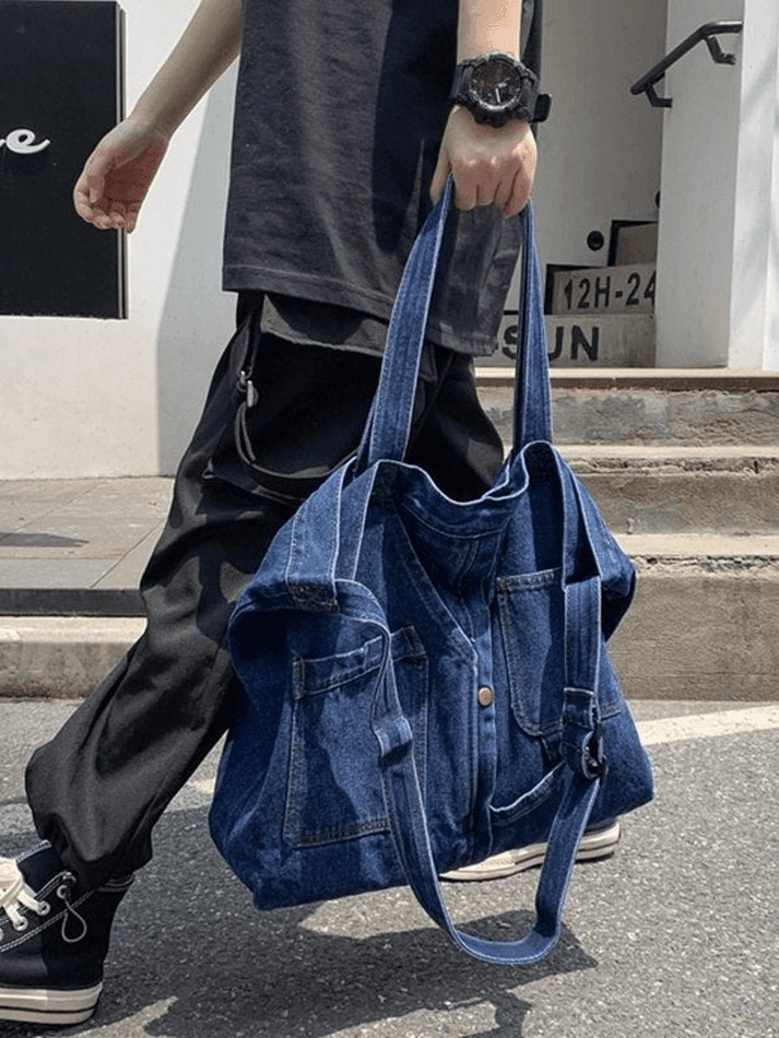 Große Shopper-Tasche aus Vintage-Jeansstoff