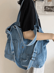 Große Shopper-Tasche aus Vintage-Jeansstoff