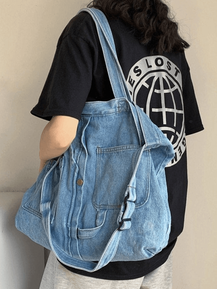 Große Shopper-Tasche aus Vintage-Jeansstoff