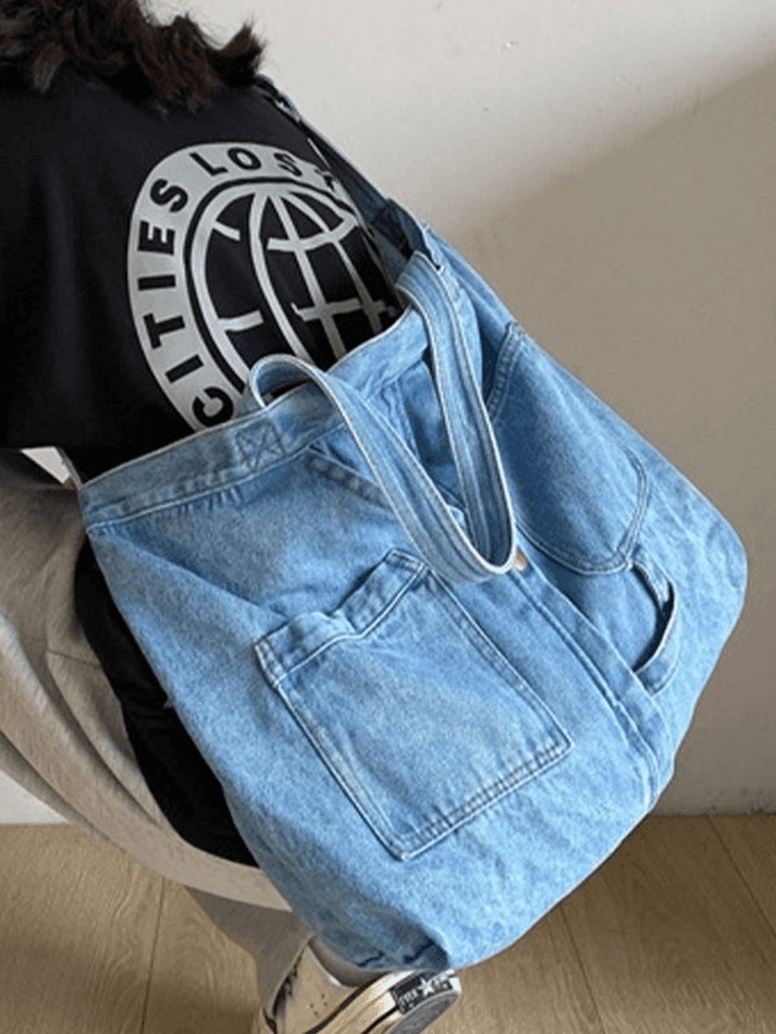 Große Shopper-Tasche aus Vintage-Jeansstoff