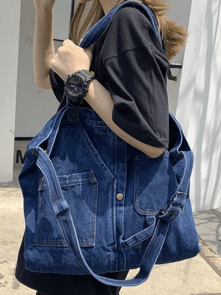 Große Shopper-Tasche aus Vintage-Jeansstoff