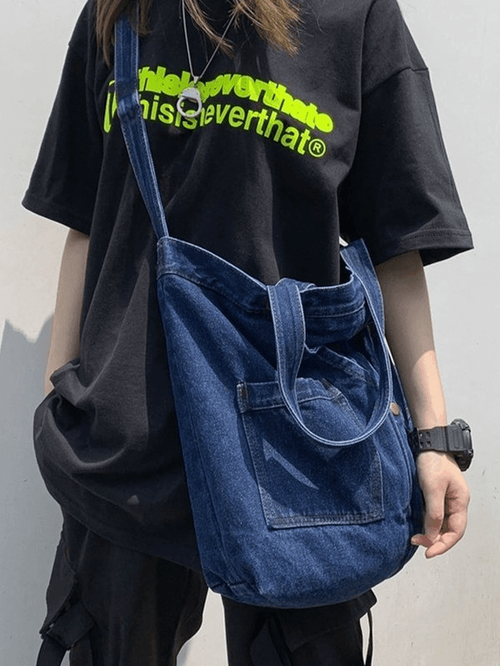 Große Shopper-Tasche aus Vintage-Jeansstoff
