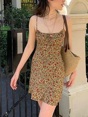 Vintage Floral Slip Mini Dresses