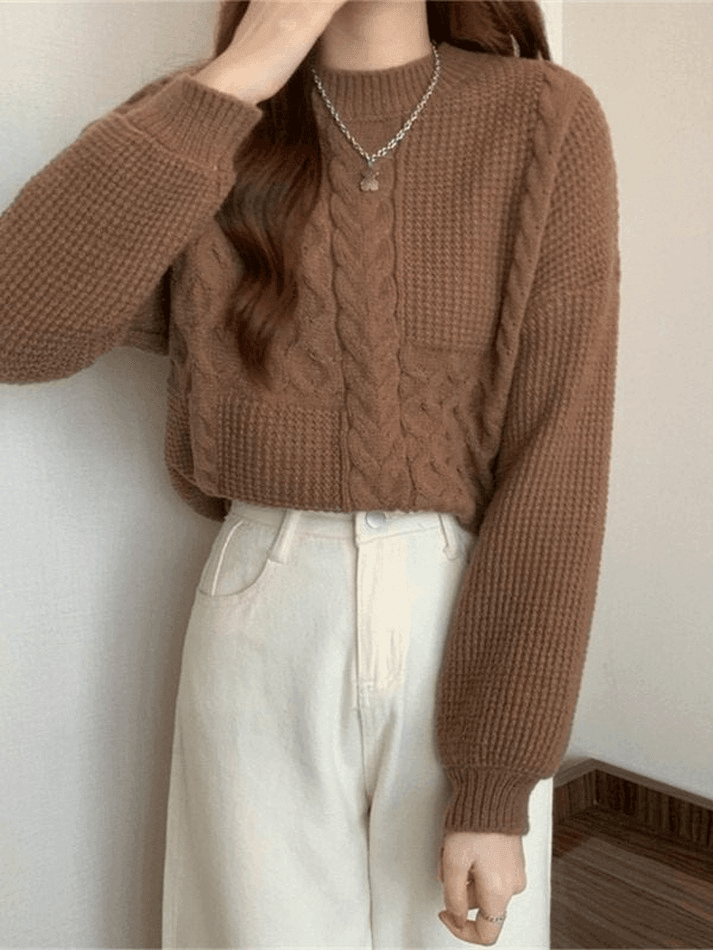 Vintage Long Sleeve Cable Knit Sweater