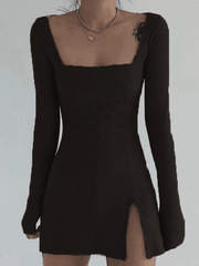 Vintage Rib Split Sweater Dresses