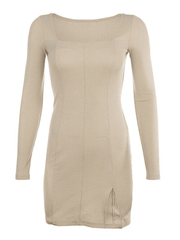Vintage Rib Split Sweater Dresses