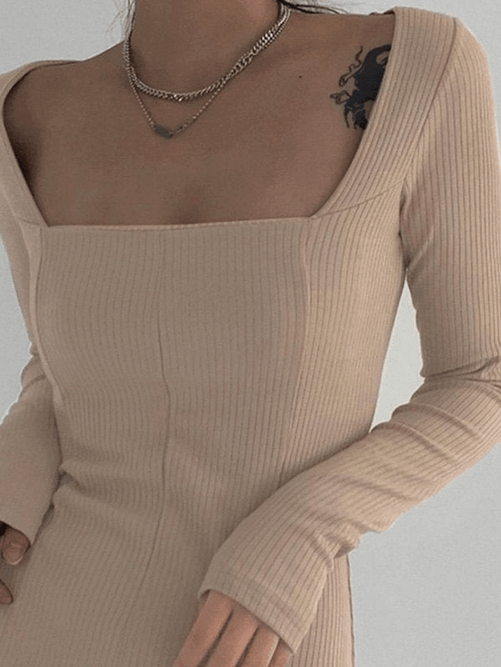 Vintage Rib Split Sweater Dresses