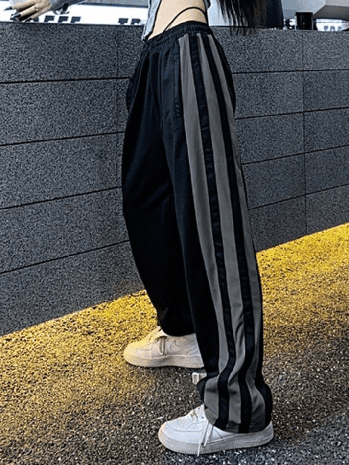 Vintage seitlich gestreifte schwarze Jogginghose