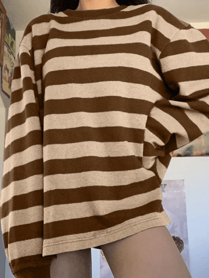 Vintage Striped Pullover Sweatshirt