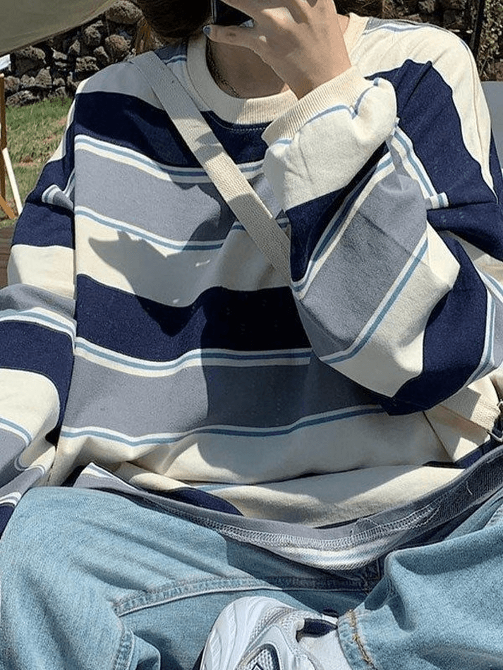 Vintage gestreiftes Pullover-Sweatshirt