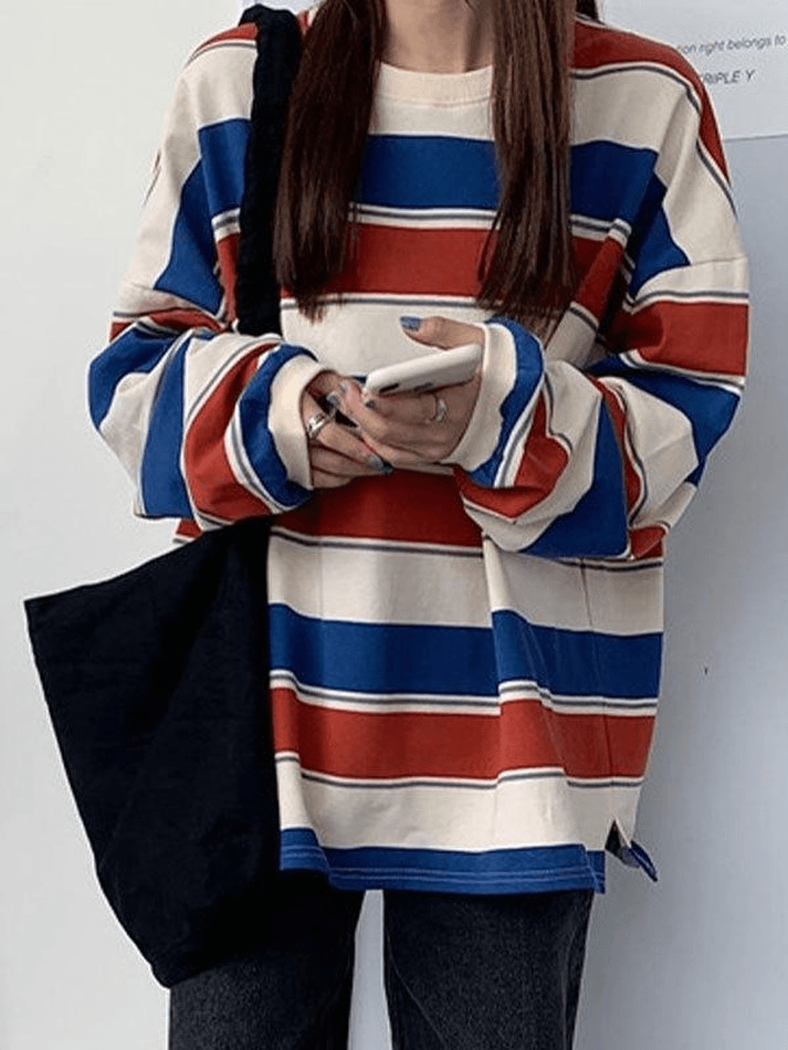 Vintage gestreiftes Pullover-Sweatshirt