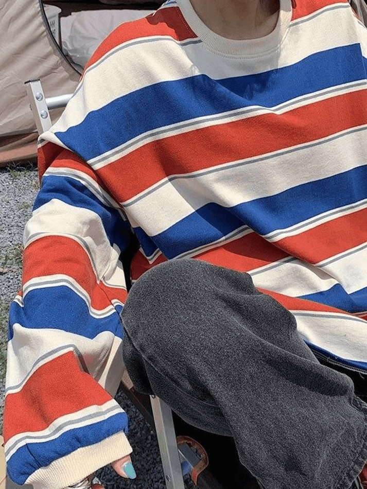 Vintage gestreiftes Pullover-Sweatshirt