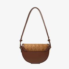 Vintage Wildleder Argyle Muster Crossbody Satteltasche - Braun