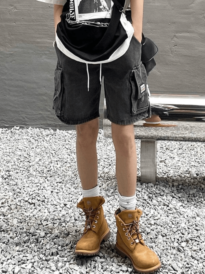 Cargo-Jeansshorts im Vintage-Waschung-Look