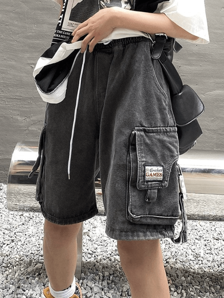 Cargo-Jeansshorts im Vintage-Waschung-Look