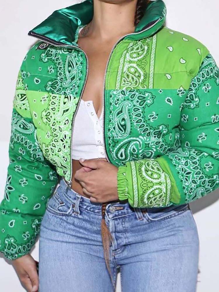 Printed Padded Puffer Short Coat