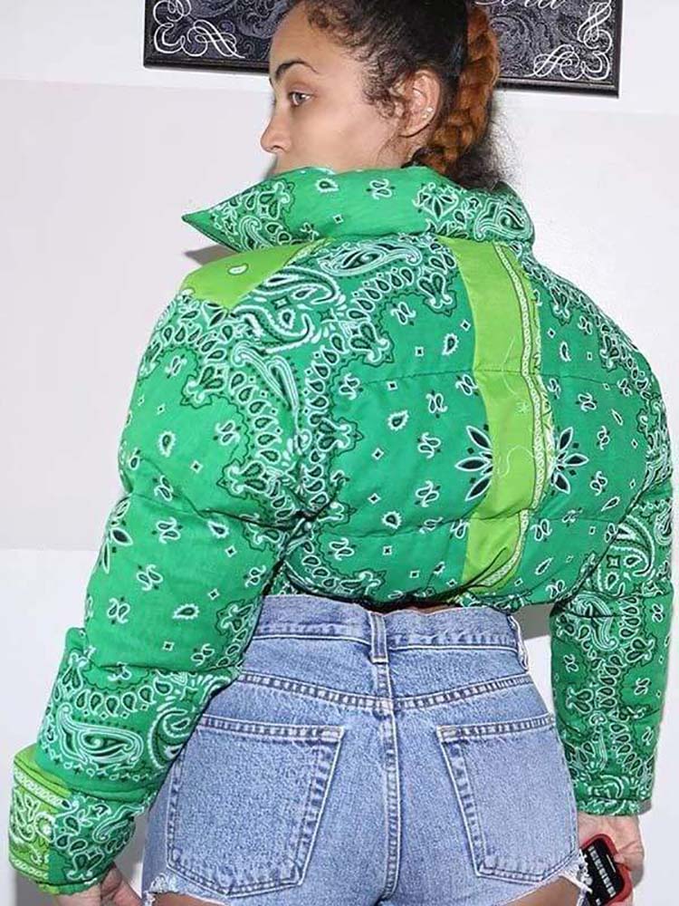 Printed Padded Puffer Short Coat