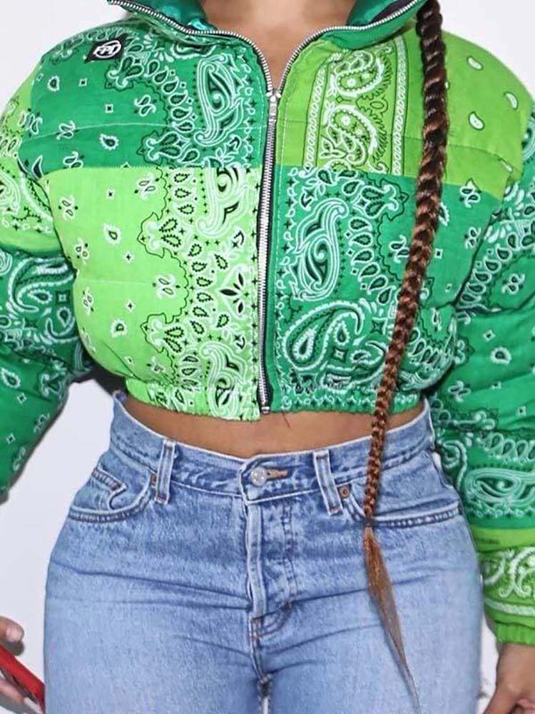 Printed Padded Puffer Short Coat