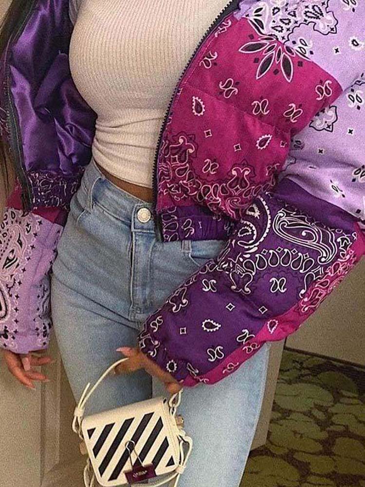 Printed Padded Puffer Short Coat