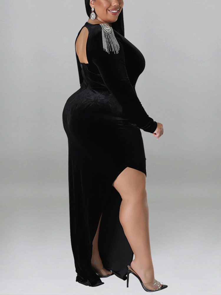 Velvet Slit Midi Dresses