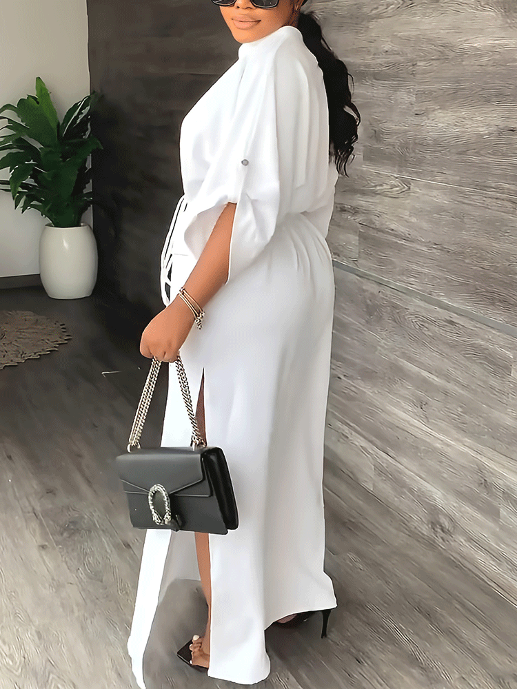 V-neck Split Maxi Dresses