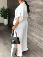 V-neck Split Maxi Dresses