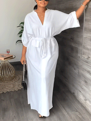 V-neck Split Maxi Dresses