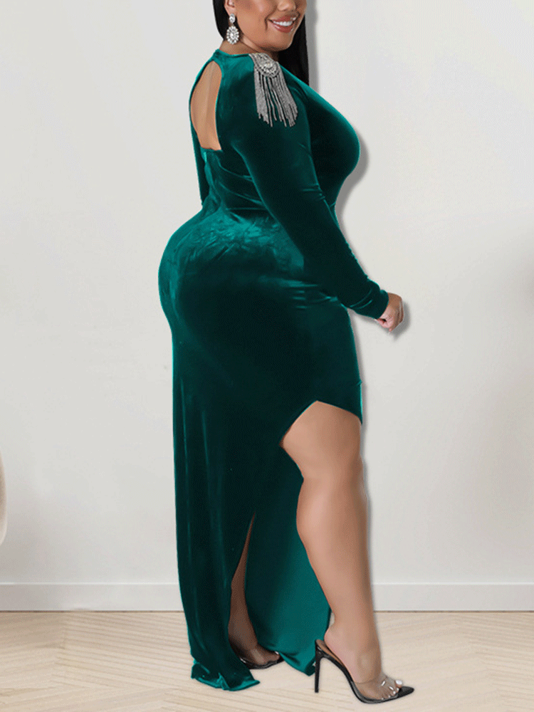 Velvet Slit Midi Dresses