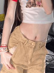 Boyfriendjeans mit Reißverschlussdetail im Vintage-Look